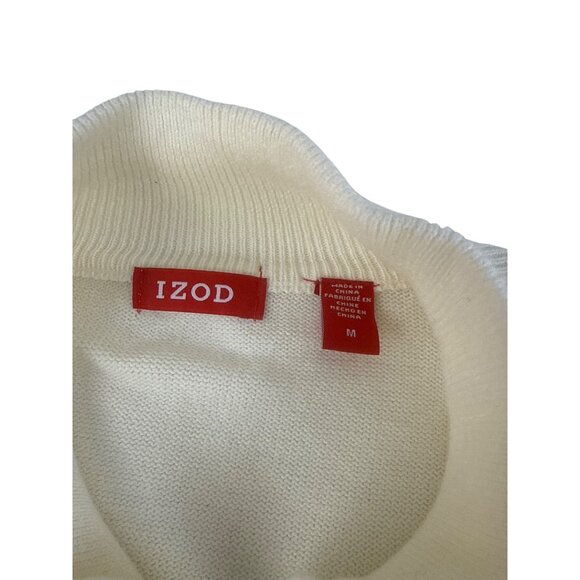 Izod Tennis Sweater White Long Sleeve Pullover Vintage Preppy Size M - Picture 3 of 7